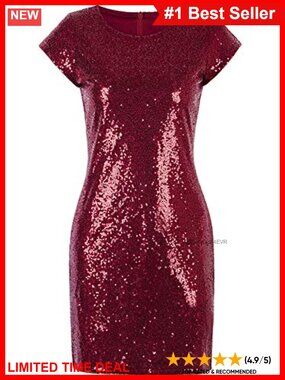 Sequin Flapper Mini Dress Short Sleeve Scoop Neck Club Party Cocktail